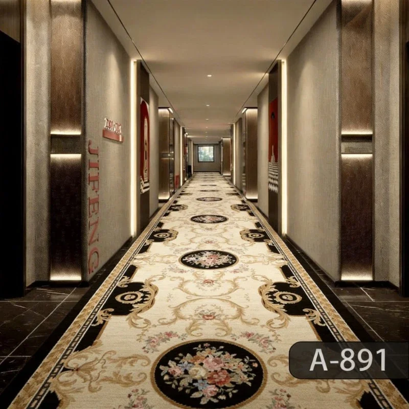 

European Long Hallway Rug Anti Slip Villa Corridor Carpet Washable Stair Carpet for Hotel hall Home Bedroom Decor Bedside Mats