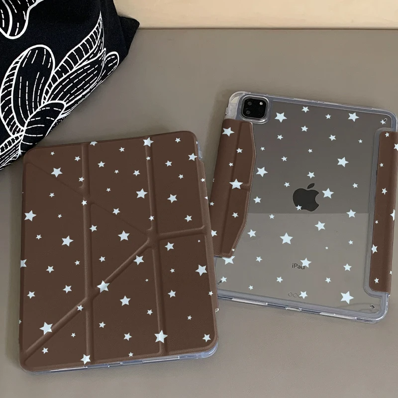 

Coffee Stars 3Y Fold iPad Case For iPad Pro 11 13in 2025 iPad Pro 12.9in Air7 10/11th M4/5 Shockproof Magnetic Buckle Cover