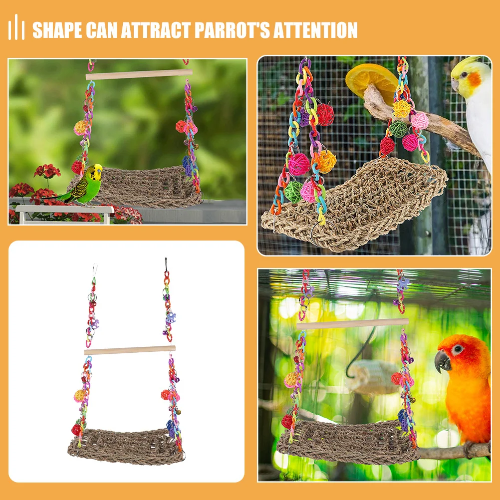 

Bird Swing Hanging Parrot Pendant Double Layer Climbing Hammock Cage Supplies Creative Parrot Hammock Wear Resistant Bird Stand