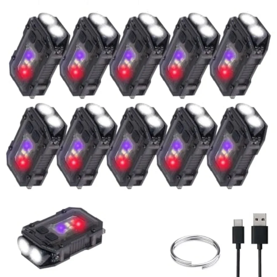 Regalos al por Mayor para Hombres y Padres: Mini Linterna de Llavero EDC con Clip, Alta Luminosidad, Recargable por USB-C, con Luz Lateral COB, 8 Modos