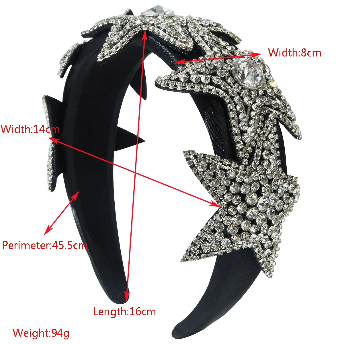 Fashion Baroque Heavy Industry Five-pointed Star Full of Diamonds Shiny Headband Luxury Gorgeous Dinner Hair Accessories