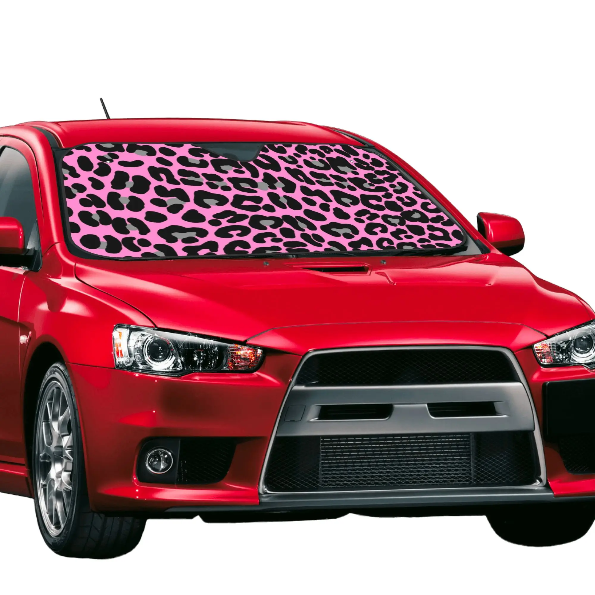 Windshield Sun Shade Car Pink Leopard and Cheetah Print Inspired Solar Reflector Protector Visor Screen Cover Vehicle Windscreen