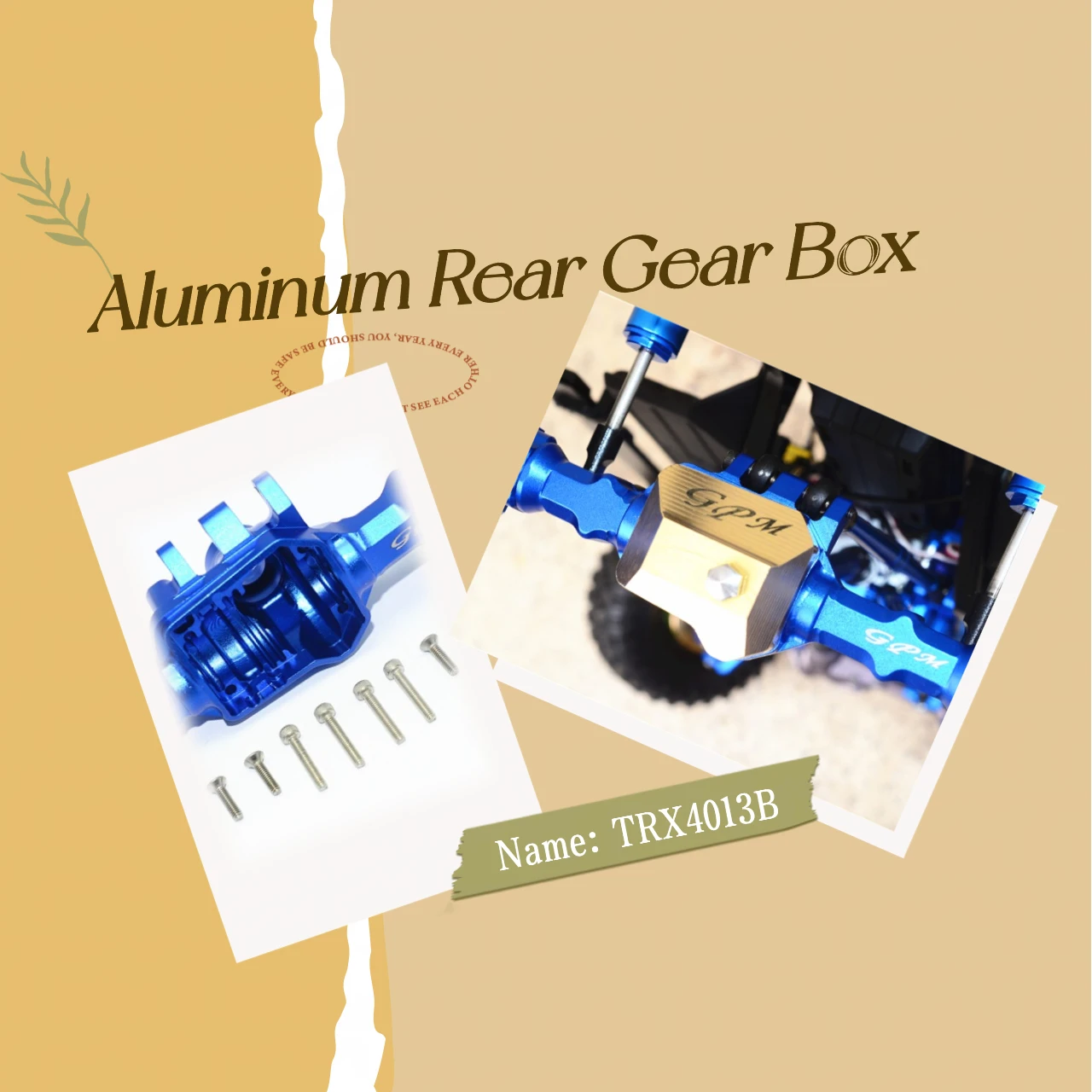 

GPM Aluminum Rear Gear Box (Without Cover) For TRAXXAS 1/10 TRX4 Defender Trail Crawler