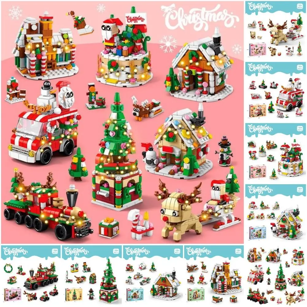 

Montessori Christmas Christmas Building Blocks Set Mini House Handmade Mini House Model DIY Assembly DIY Bricks Toys Toddlers