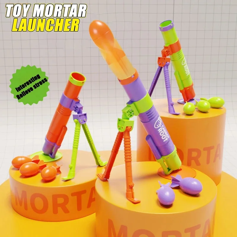 New Children Decompression Toys Carrot Mortar Can Eject Soft Soft Bullet Cartoon Stress Relief Toys Launcher Gift for Kids