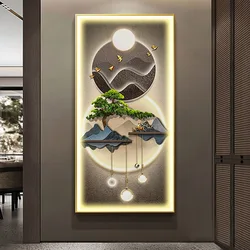 New Chinese Modern Style Entrance Decoration Painting Light Luxury Hanging Wall Lamps Entrance Door Corridor Led Light Painting