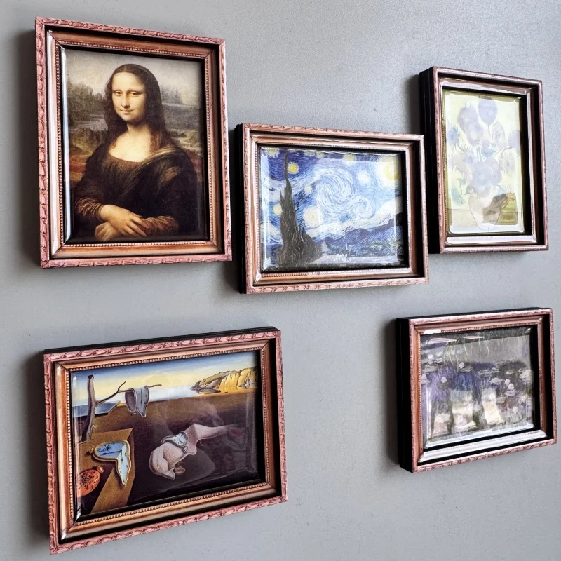Wooden frame Oil painting series refrigerator magnets wooden glue-coated refrigerator magnets decorative travel souvenirs