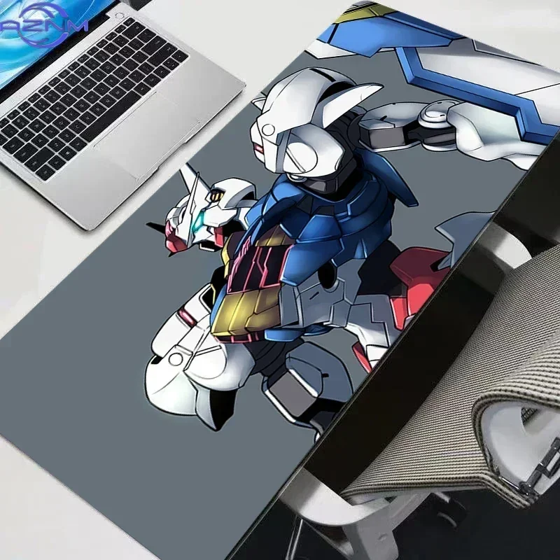 Blue White Sci-Fi Mecha Large Mousepad, Rubber Non-slip Gaming Desk Mat, Waterproof Keyboard Table Protector for Home and Office
