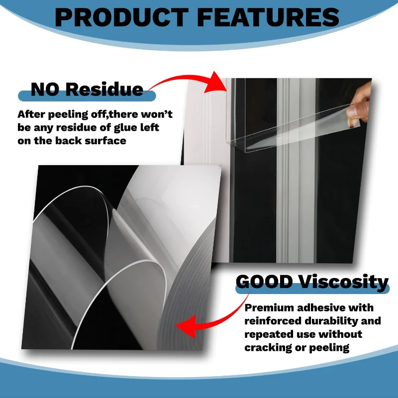 Window Sealing Tape Transparent Insulation Waterproof Nano Draft Isolation Tape for Window and Bathroom Shower Glass Side Gaps