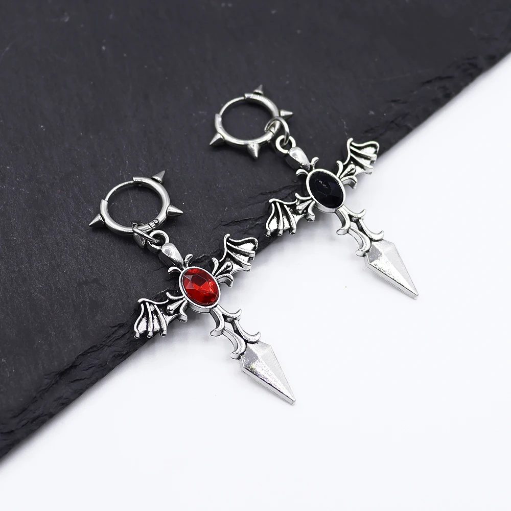 New Punk Style Jewelry Alloy Accessories Gothic Bat Cross Pendant Earrings Jewelry Spicy Girl Earrings