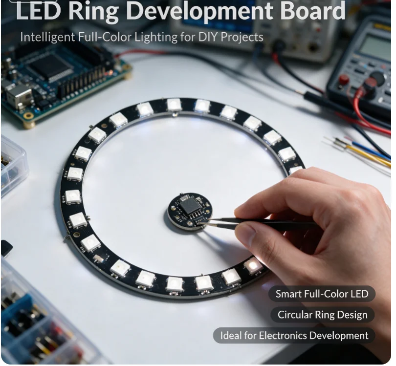 1/8/12/16/24 Bit WS2812 RGB Light Ring Development Board 5050 Smart Full-Colour RGB LED Learning Module DC4-7V