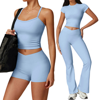 Nude Feel Yoga Set Sport Outfit for Woman Sportswear Two Piece Fitness Suit Flared Leggings Underwear Sets Workout Tracksuit