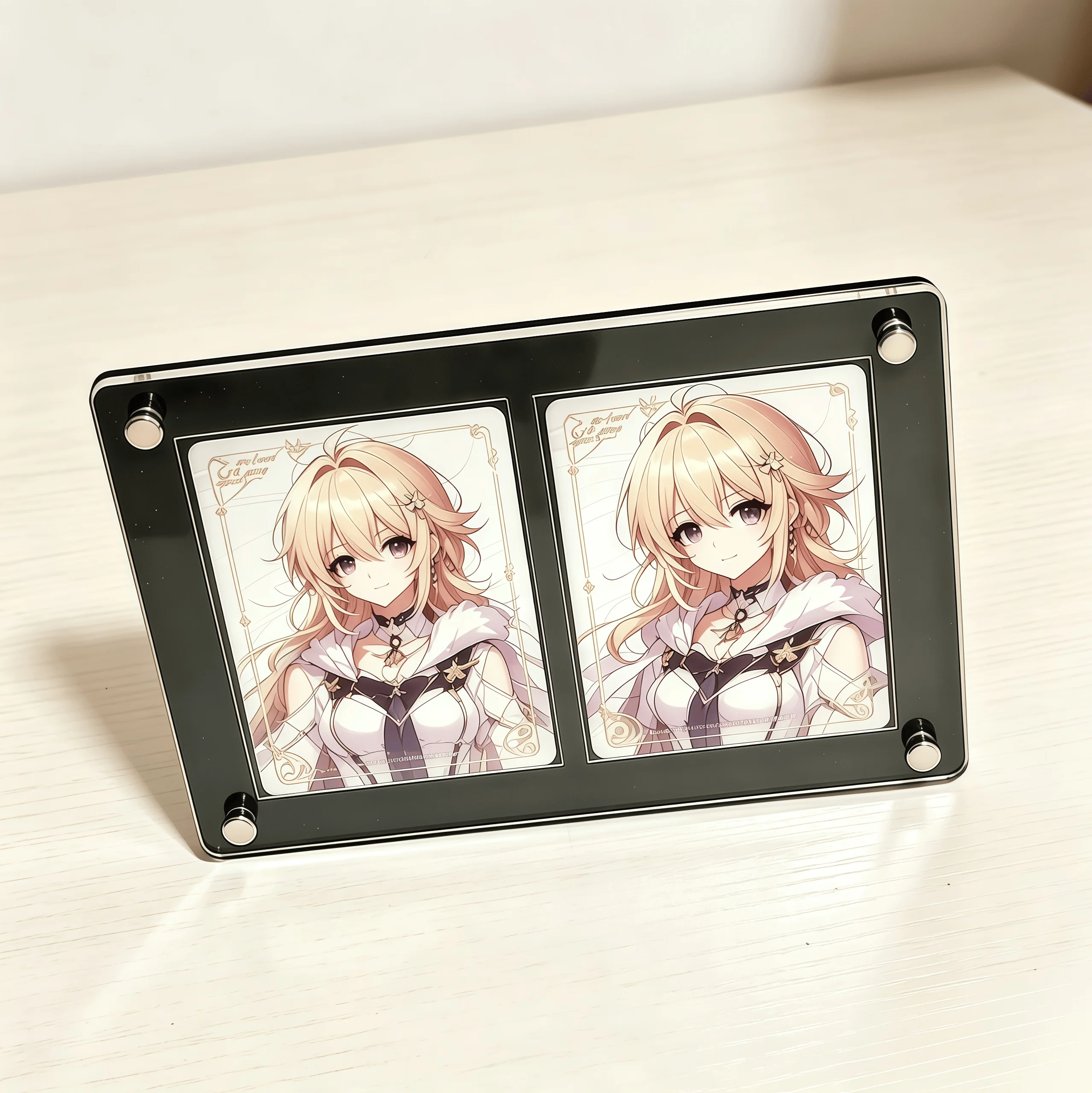 2‑Slot PTCG Black Acrylic 35PT Card Display Stand Polaroid Style TCG Trading Card Showcase Frame Holder