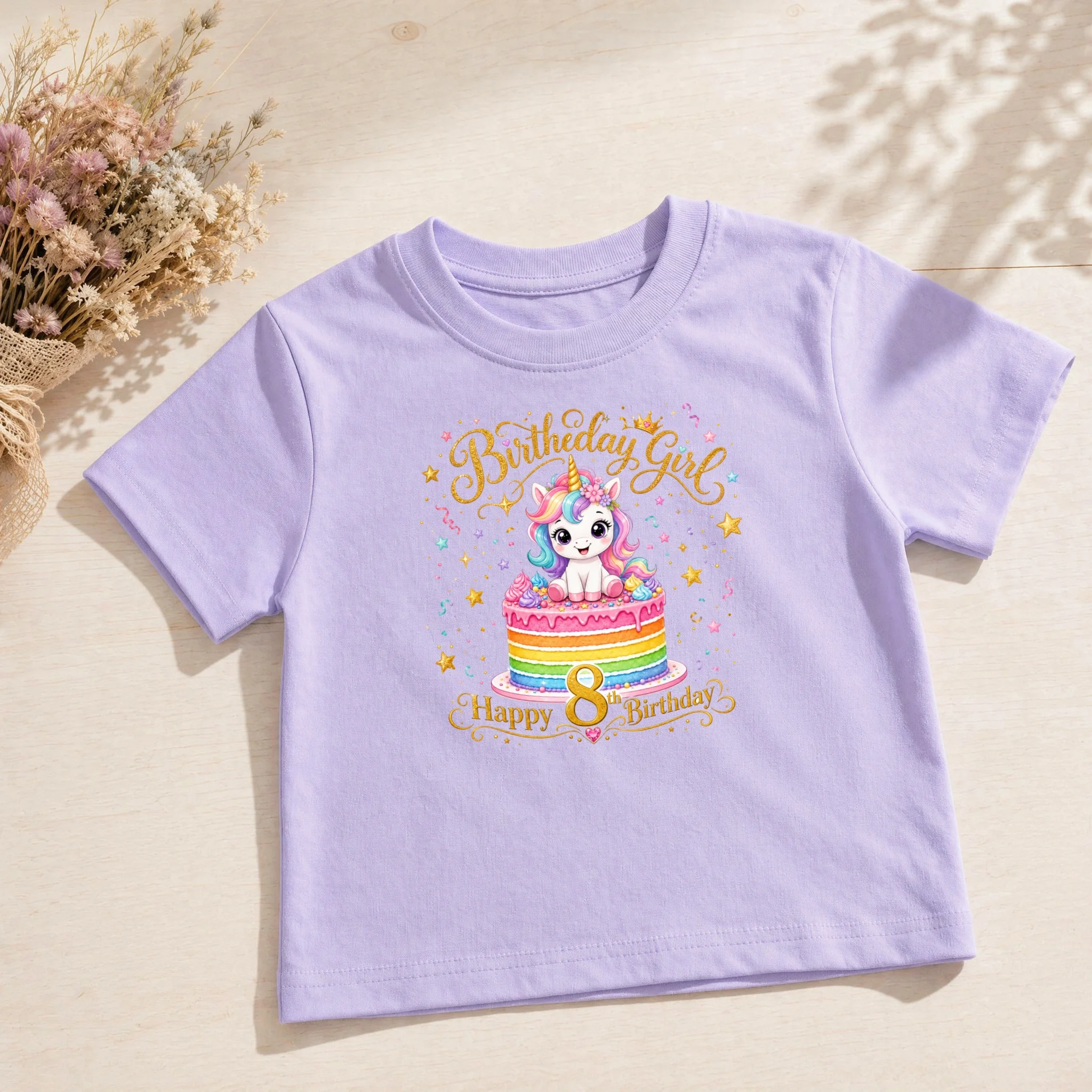 Kinder Mädchen Kleidung Einhorn 8. Geburtstag T-Shirt 8 Jahre alt Süße Kleider Acht Geburtstag T-Shirts