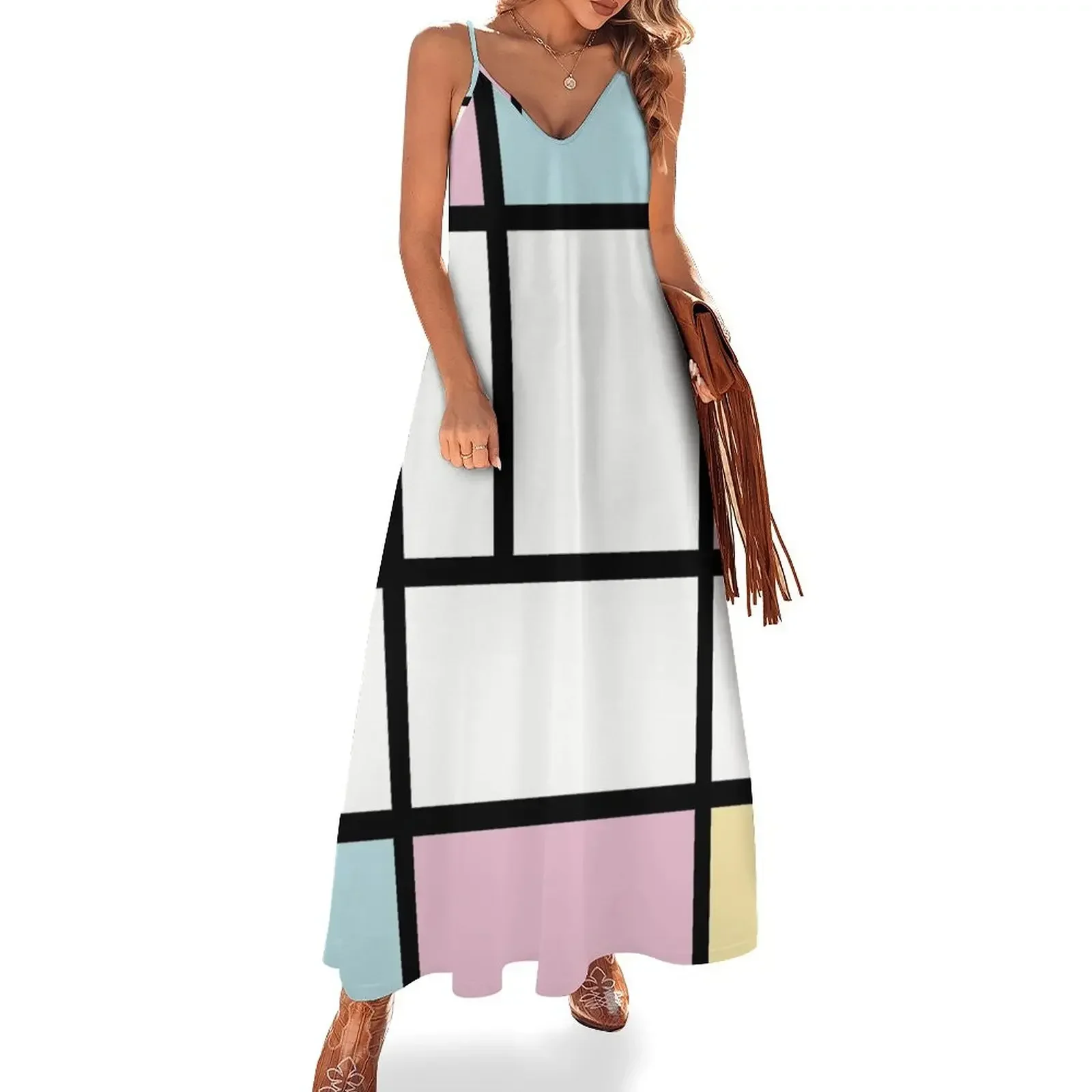 

Mondrian Pastel Design Sleeveless Dress Women's summer dress Evening dresses wedding dresses for woman luxury dress