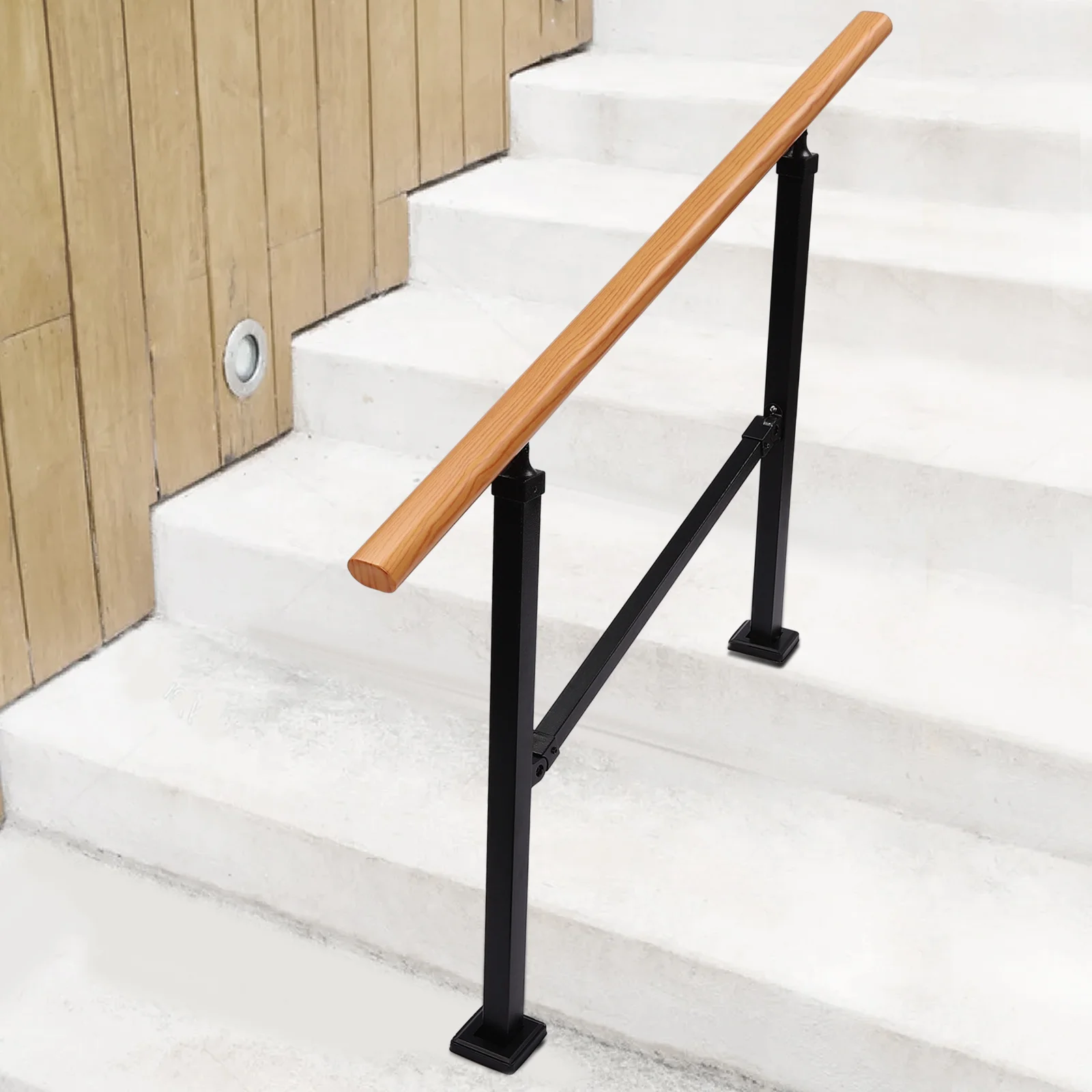 Sturdy 3FT Wood Handrail - Outdoor Porch & Stair Safety Railing, Easy Install
