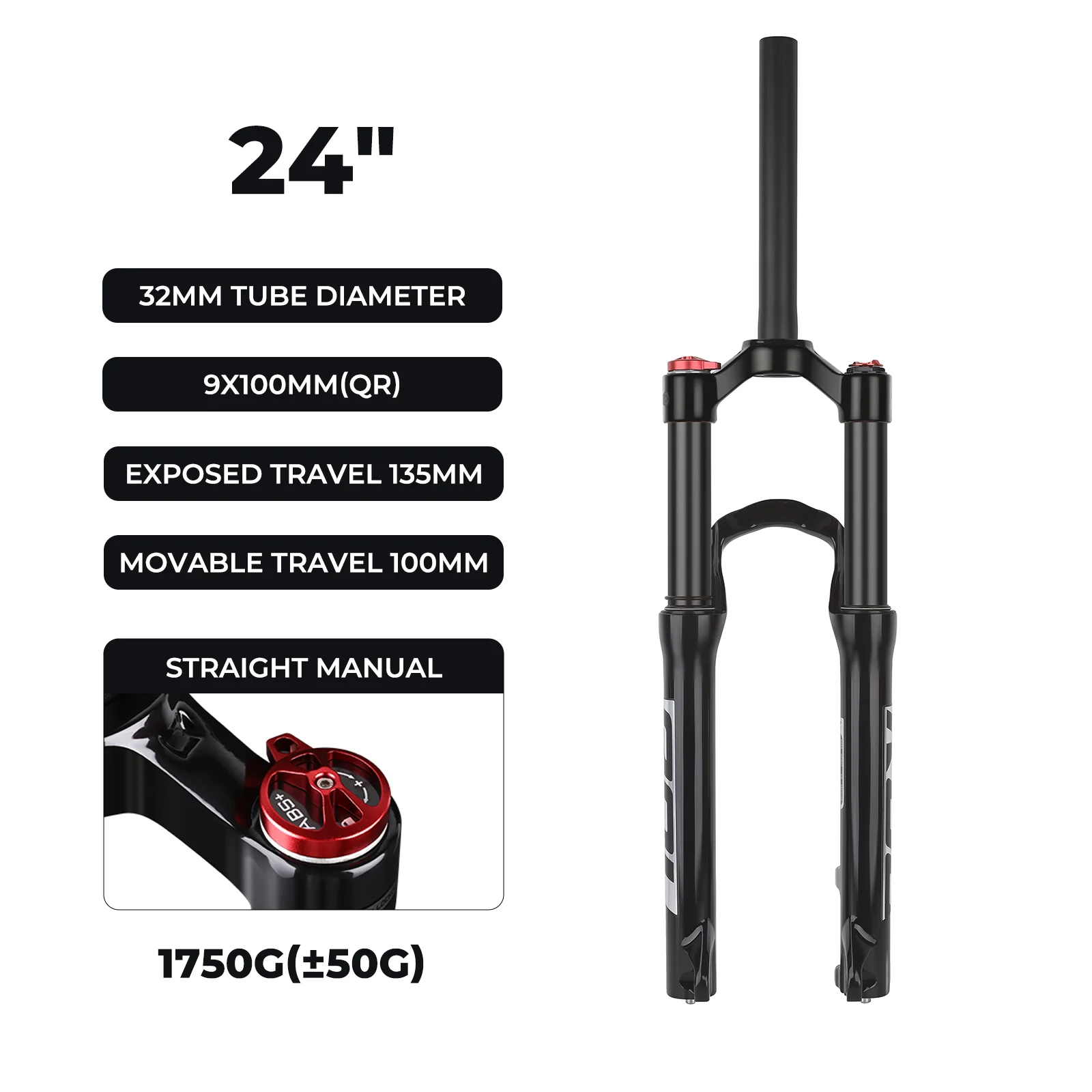 BOLANY Verende Vork Mountainbike 20/24 Inch Schijfrem Rechte Buis Veerweg 100/135mm Fietsaccessoires