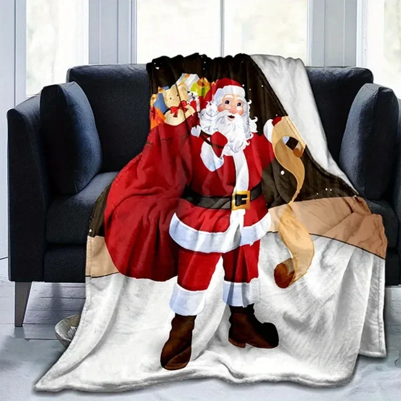 Frohe Weihnachten, Weihnachtsmann, weiche Flanell-Überwurfdecke für Wohnzimmer, Schlafzimmer, Bett, Sofa, Picknick-Abdeckung, Dekor, Nickerchen, Couch, Stuhlbezug