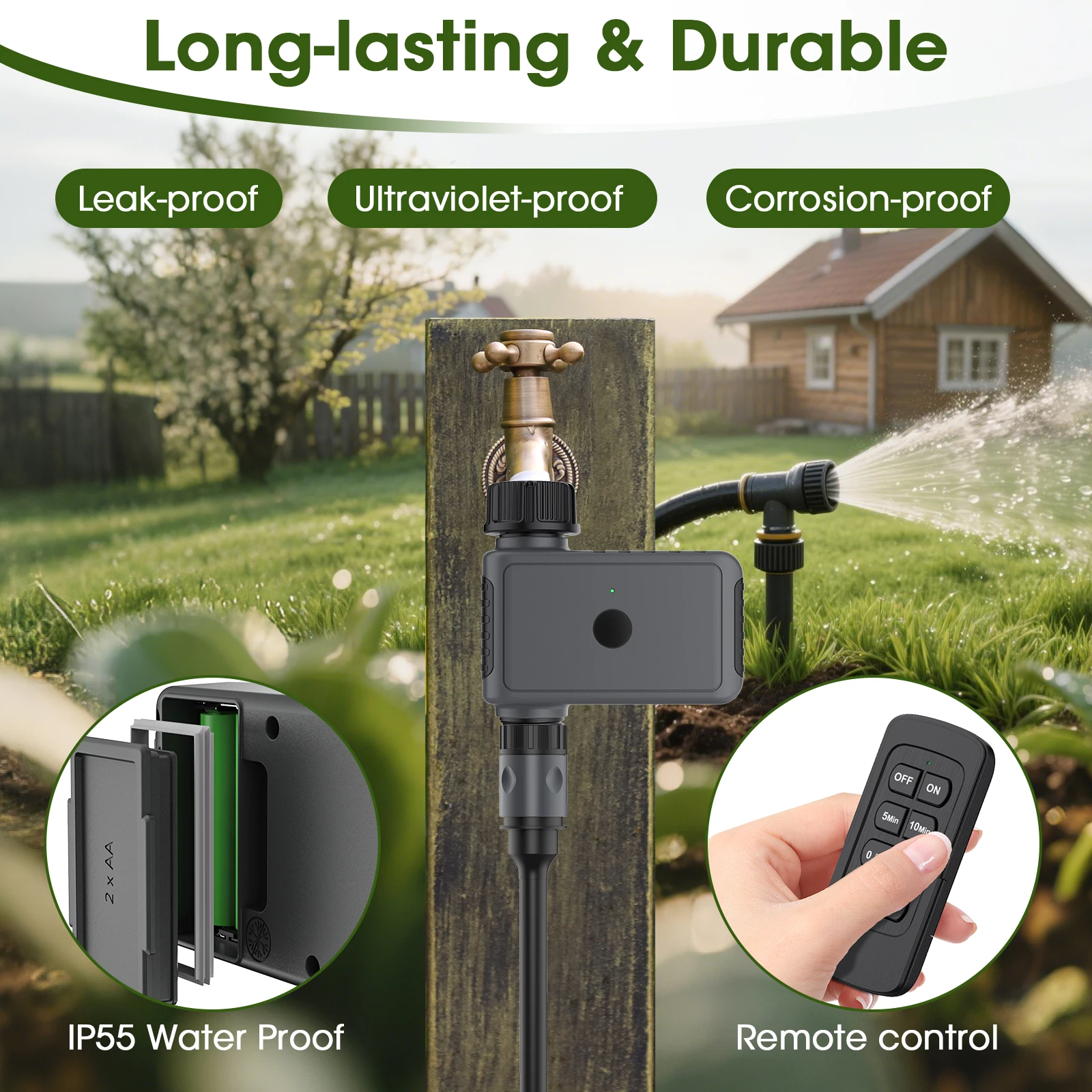 

SGW12 Remote Control Water Timer - Smart Garden Irrigation System for Outdoor/Home Use No Battery