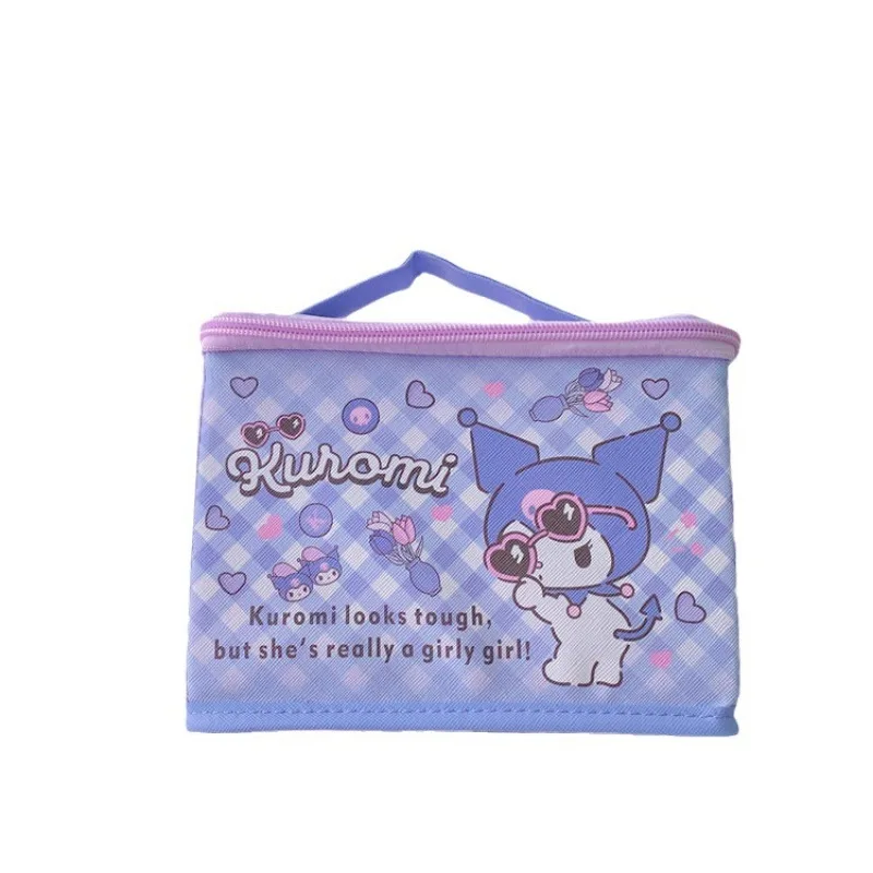 

Sanrio Kuromi Pochacco HelloKitty MyMelody Cinnamoroll Pompom Purin Pencil Case Cute Stationery Zippered Storage Bag with Lid