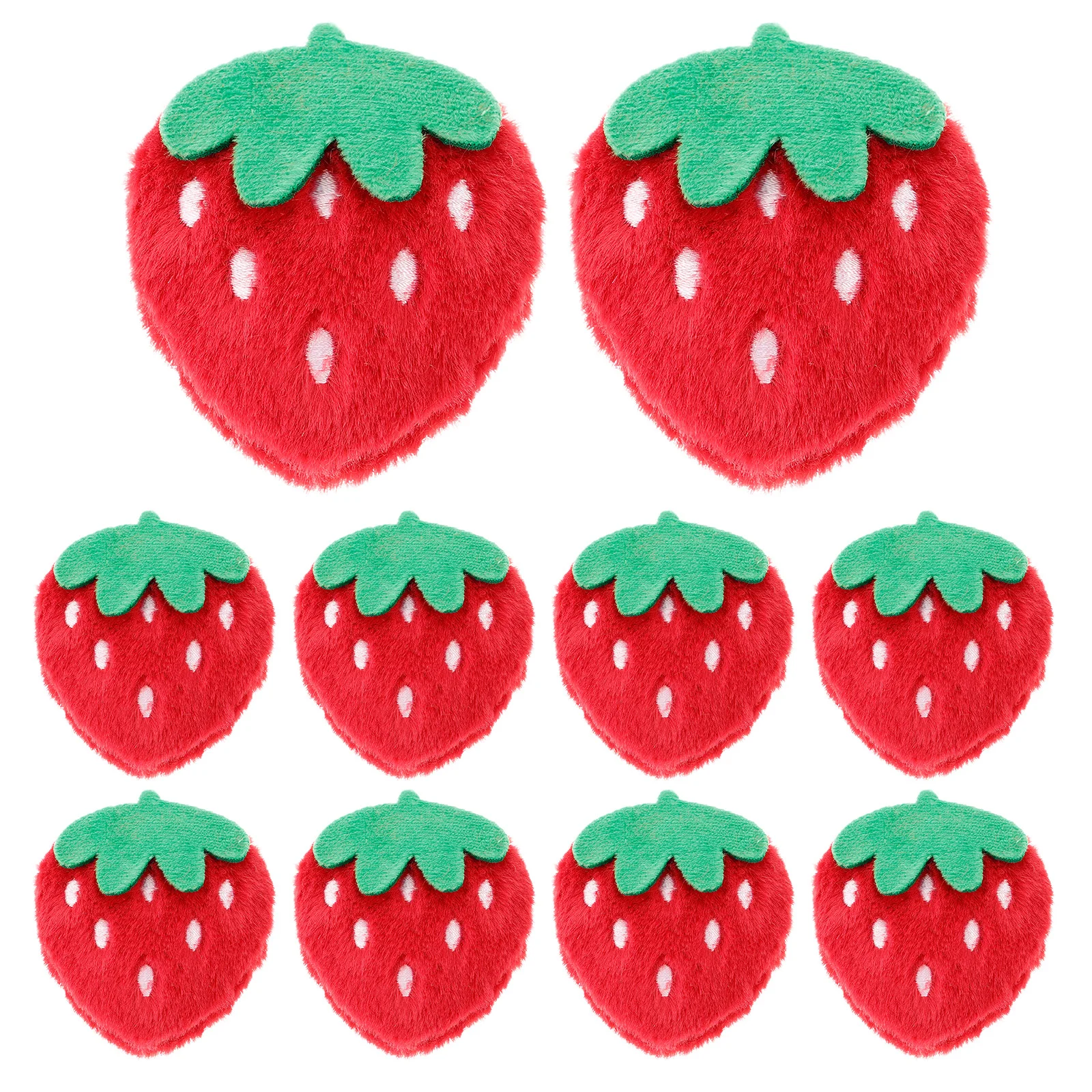 10 Pcs Plush Strawberry Fruit Iron Patches Cute Embroidered Clothes Jean Applique Sew Stickers Floral Brooch