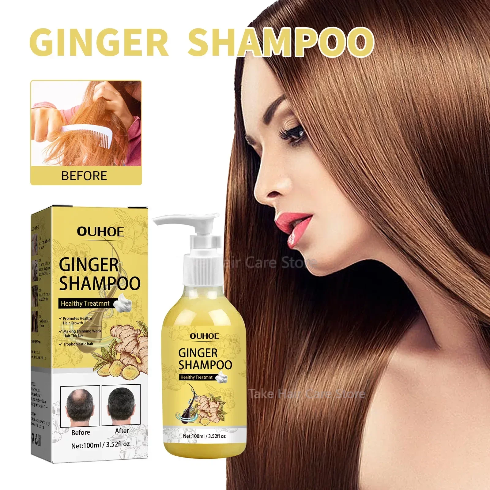 샴푸 Ginger Dense Hair Regrowth Shampoo Growth Nourishing Dense Hair Fluffy Hair Care Stop Itching Solid  Shampoo 샴프