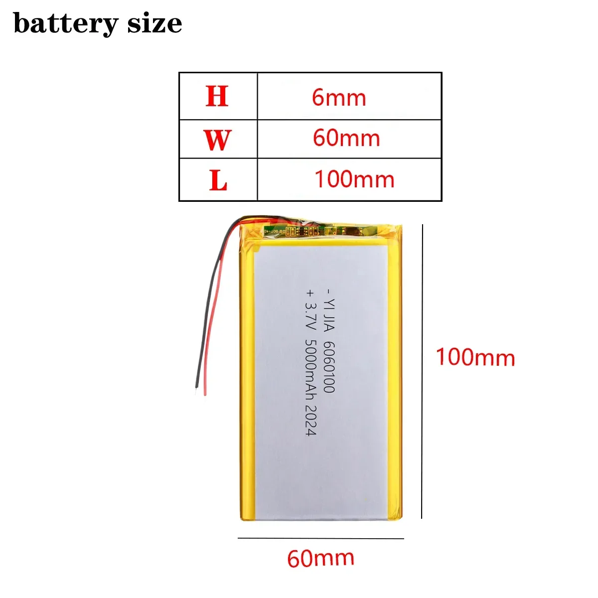 6060100 Rechargeable High Large Capacity LiPo Battery Cell 3.7V 5000mAh 6060100 Lithium Polymer Battery for Power Bank