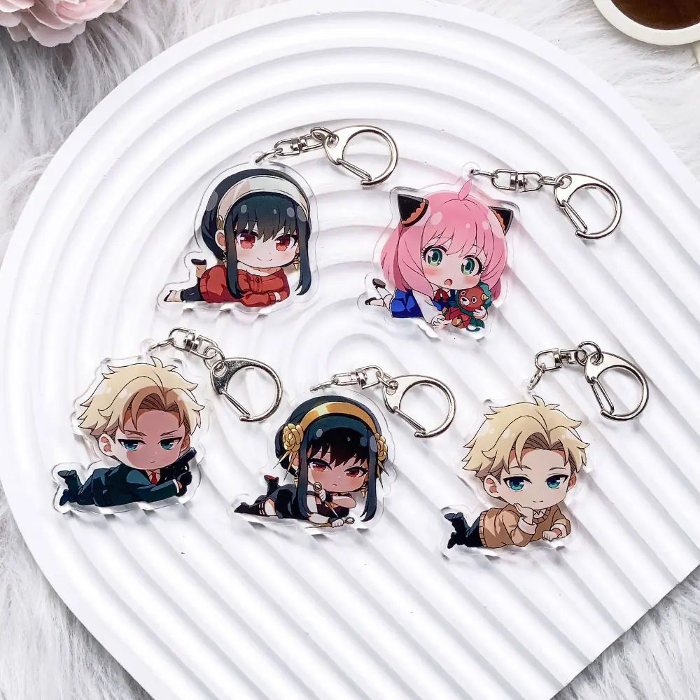 5Pcs Anime SPY×FAMILY Anya Forger Acrylic Keychain Bag Charms Accessories Cute Backpack Key Holder Keyring Fans Friends Gifts
