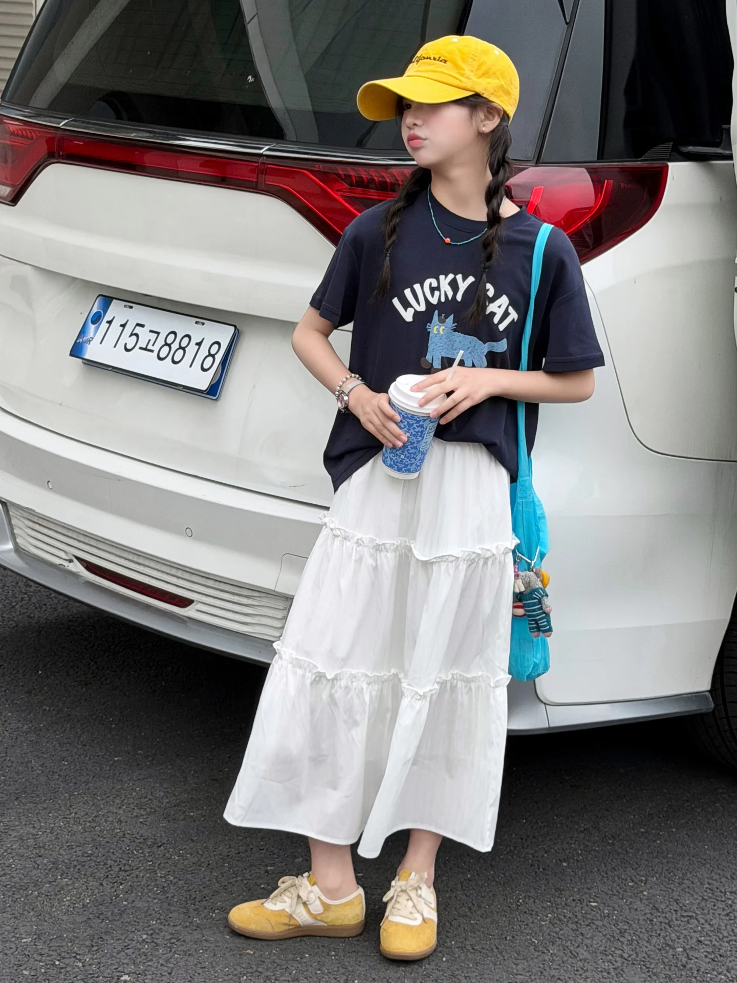 la-chapelle-ガールズサマーアウトフィット半袖tシャツとファッショナブルなハーフスカートセットカジュアル軽量通気性洗濯機洗い可能