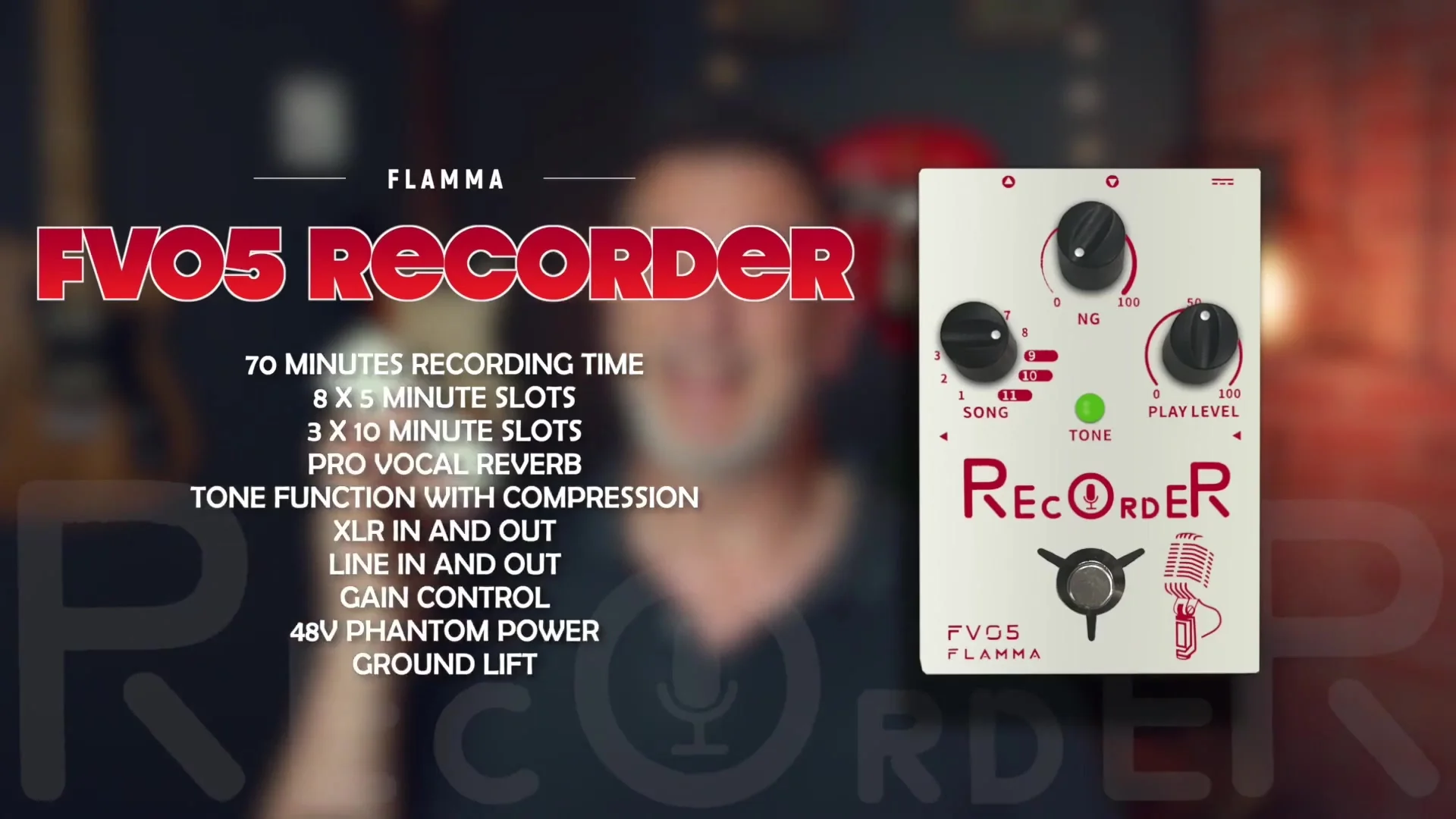 FLAMMA FV05 Recorder Vocal Guitar Effects Pedal 70 Minutes