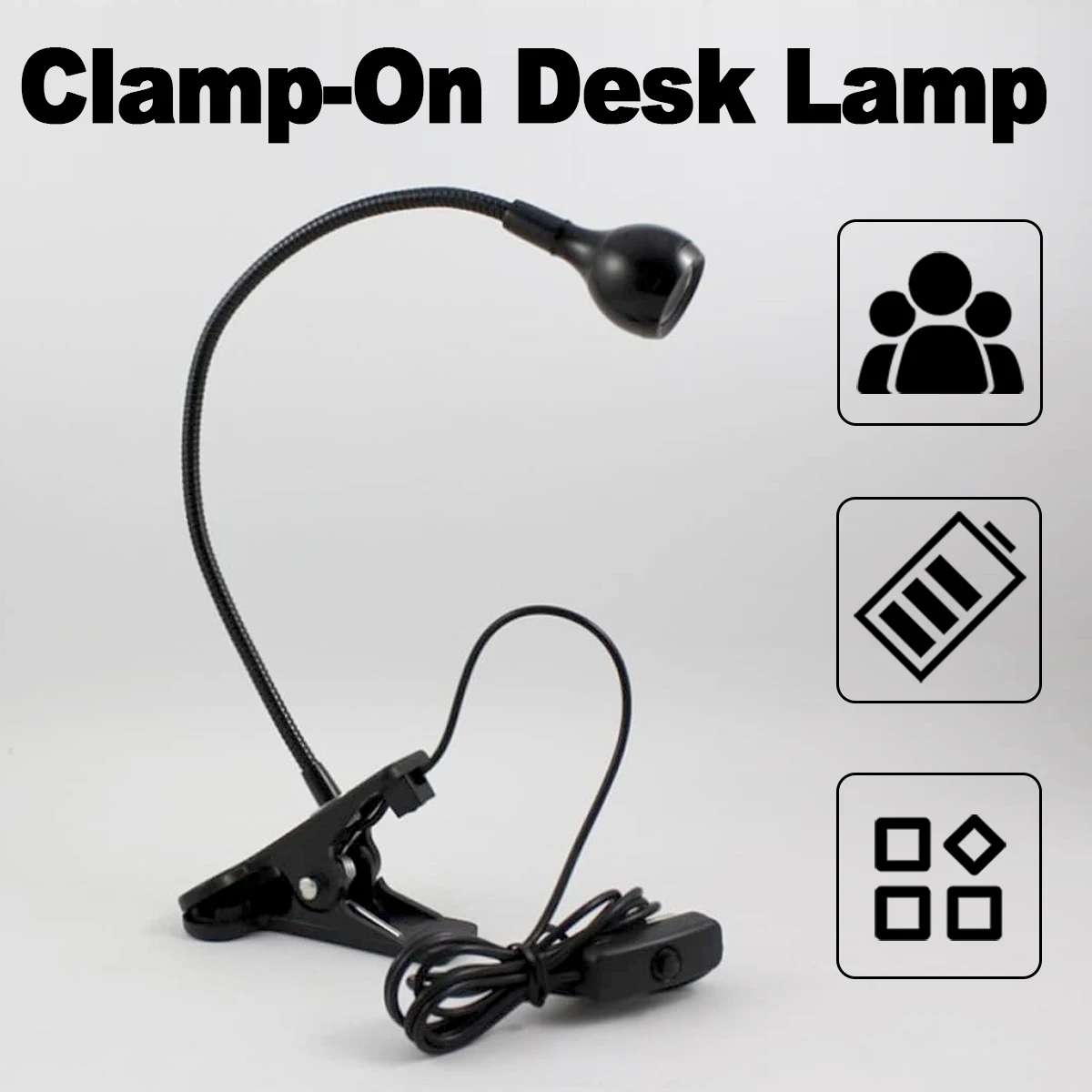 

Usb Led Clip On Desk Lamp Reading Book Light Clip-on Night Lights Gooseneck Table Study Read 5v Cold White 360°clip-on For/table