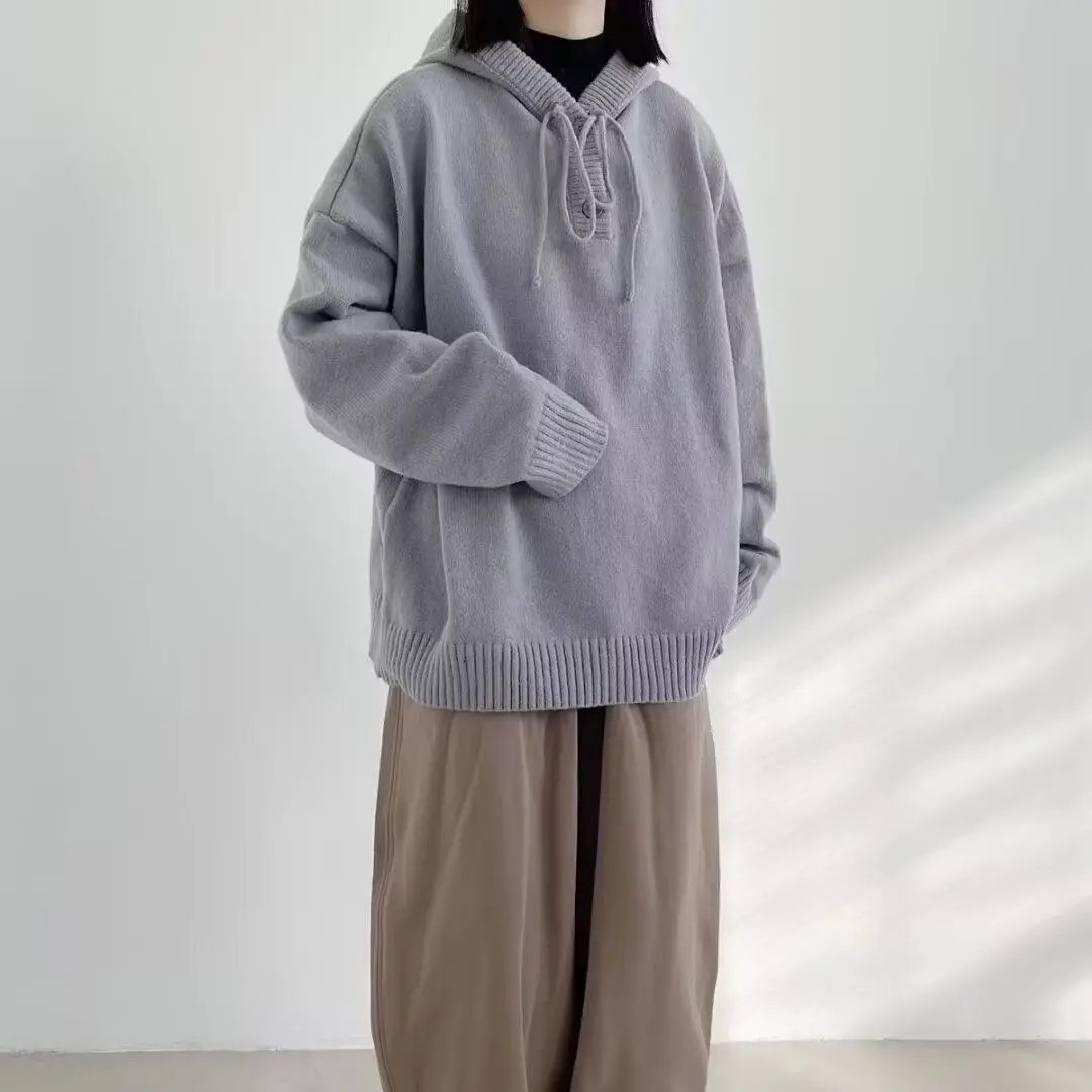 

Повседневный вязаный свитер в американском стиле ретро с v-образным вырезом, мужской цветной открытый кардиган, зимняя верхняя одежда Lazy Sle, мягкое полиэфирное волокно