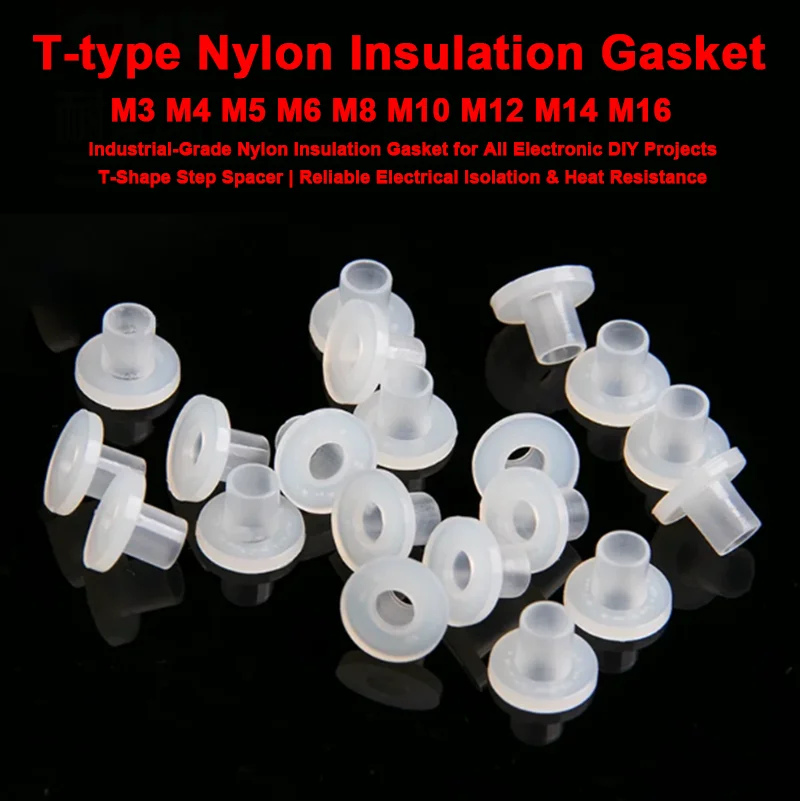 White T Shape Hard Nylon Step Washer Insulation Bushing High Temp Resistant Shim Gasket Screw Spacer M3 M4 M5 M6 M8 M10 M12~M16