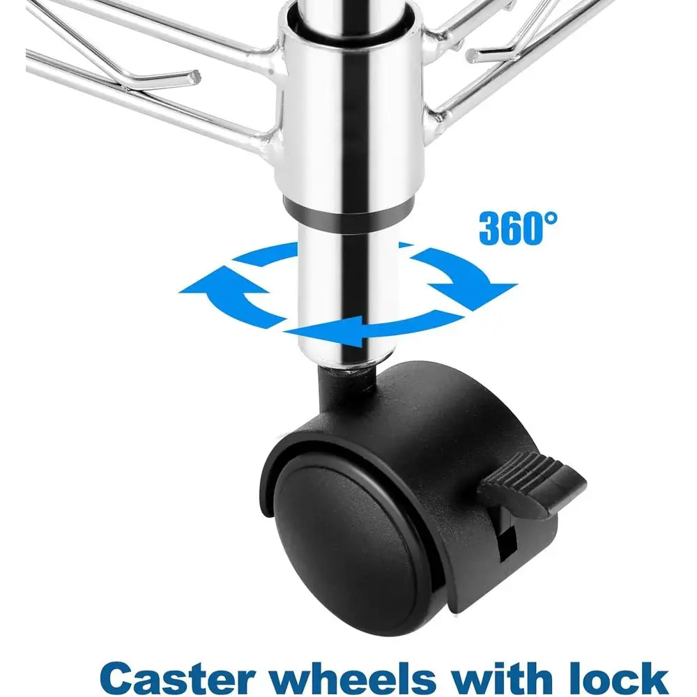Mobile 5-Tier Chrome Steel Shelving Unit for Garage, Kitchen, Living Room - Heavy Duty Rack, 23.2L x 13.8W x 72H