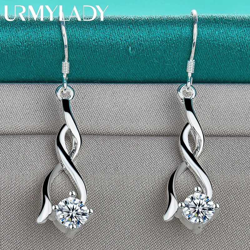 URMYLADY-Boucles d'oreilles géométriques en argent regardé 925 pour femmes, bijoux à breloques, fête de mariage, mode