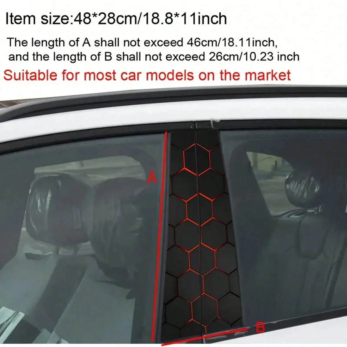 Wabenförmiger Sechseck-Auto-B-Säulen-Aufkleber, Zierleiste für die Mittelsäule, Kratzfester, wasserdichter Autoaufkleber – Detail 3