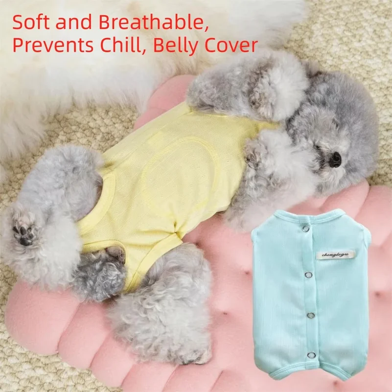 Wrapped Design Dog Belly Jumpsuit Breathable Material Anti-Cold Pet Onesie Cool-Proofing Full-Body Design Puppy Belly Protector