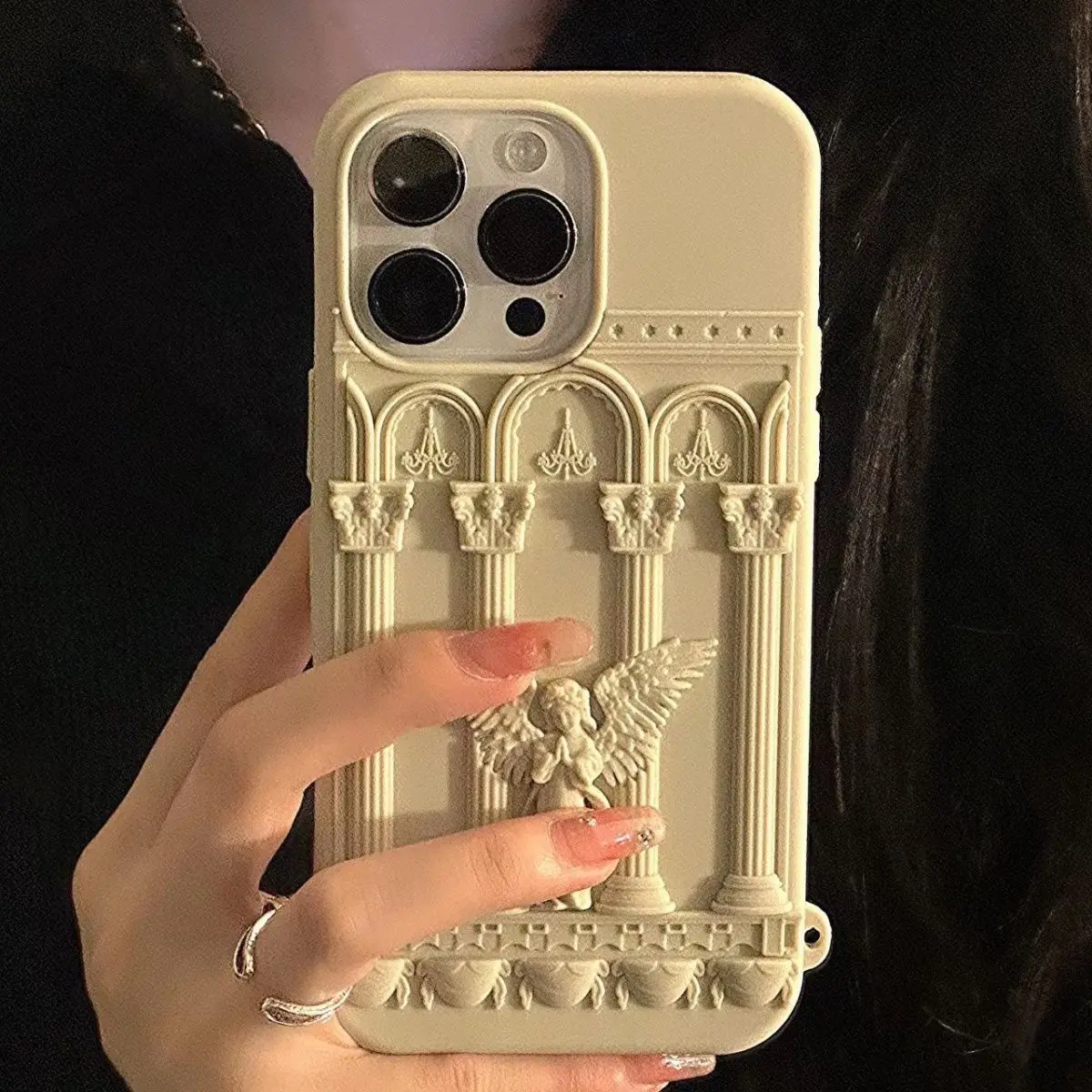 Hot Coque Iphone 13 Angel Palace Relief Phone Case for IPhone 13 11 12 14 Pro XR XS MAX 8 X Plus SE 13 Pro 3D Solid Color Covers