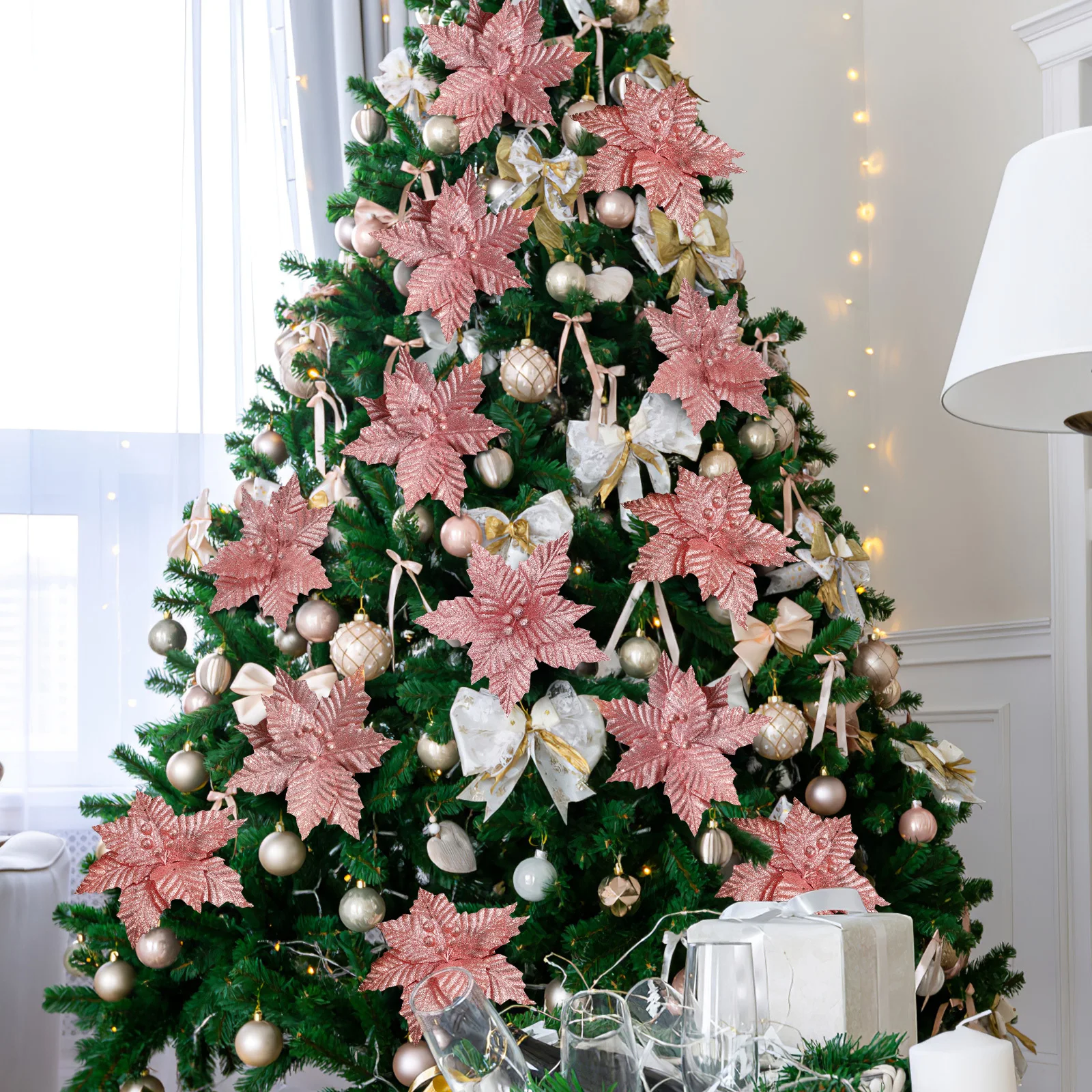 

Ornament Flowers for Christmas Tree Decoration Artificial Decorations Ornaments Arrangement Decorative Fake