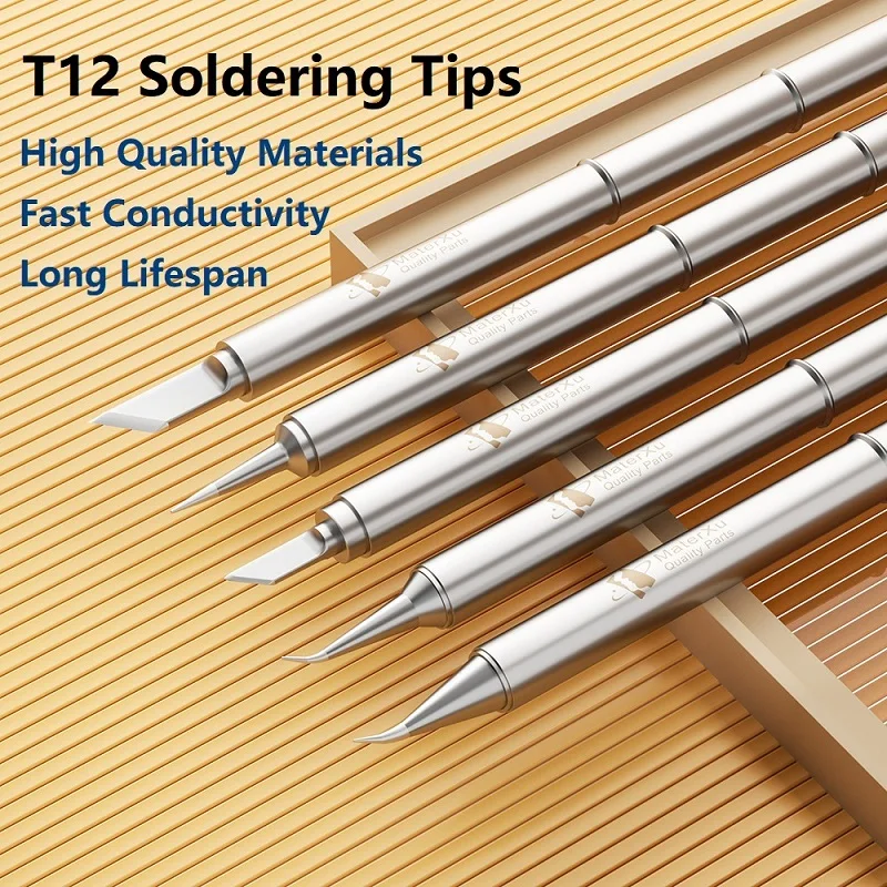 

MasterXu T12 Soldering Tip Kit for Hakko Stations | 5PCS High Performance Tips for Fine Pitch Electronics Repair & DIY with Long