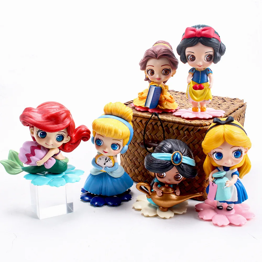 Disney Cute Princess Jasmine Ariel Alice Belle Doll Cake Decoration Tinker Bell Desktop Ornament Kids Charm Toy Christmas Gift