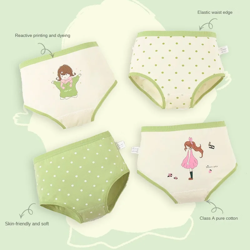 4PCS/set Children\'s Cotton Girl Panties for Girls Briefs Cute Children Girl Panties Soft Underwear Cartoon Shorts Underwears