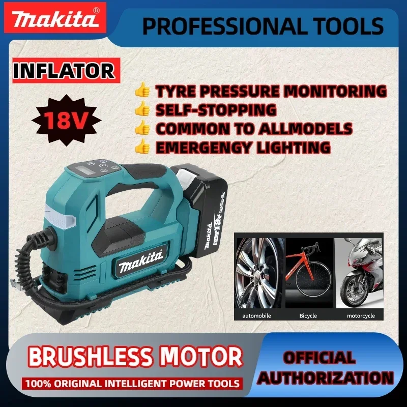 ماكيتا مضخة هواء بدون فرش 18 فولت ليثيوم أيون منفاخ هواء لاسلكي: للسيارات والدراجات النارية مضخة إطارات محمولة مع شاشة رقمية #6