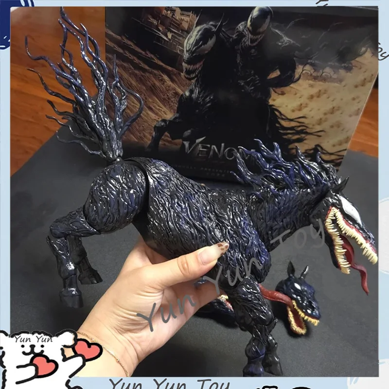 New 28cm Venom The Last Dance Venom Horse Action Figure Joint Movable Change Face Statue Model Collectible Kids For Toy Gift