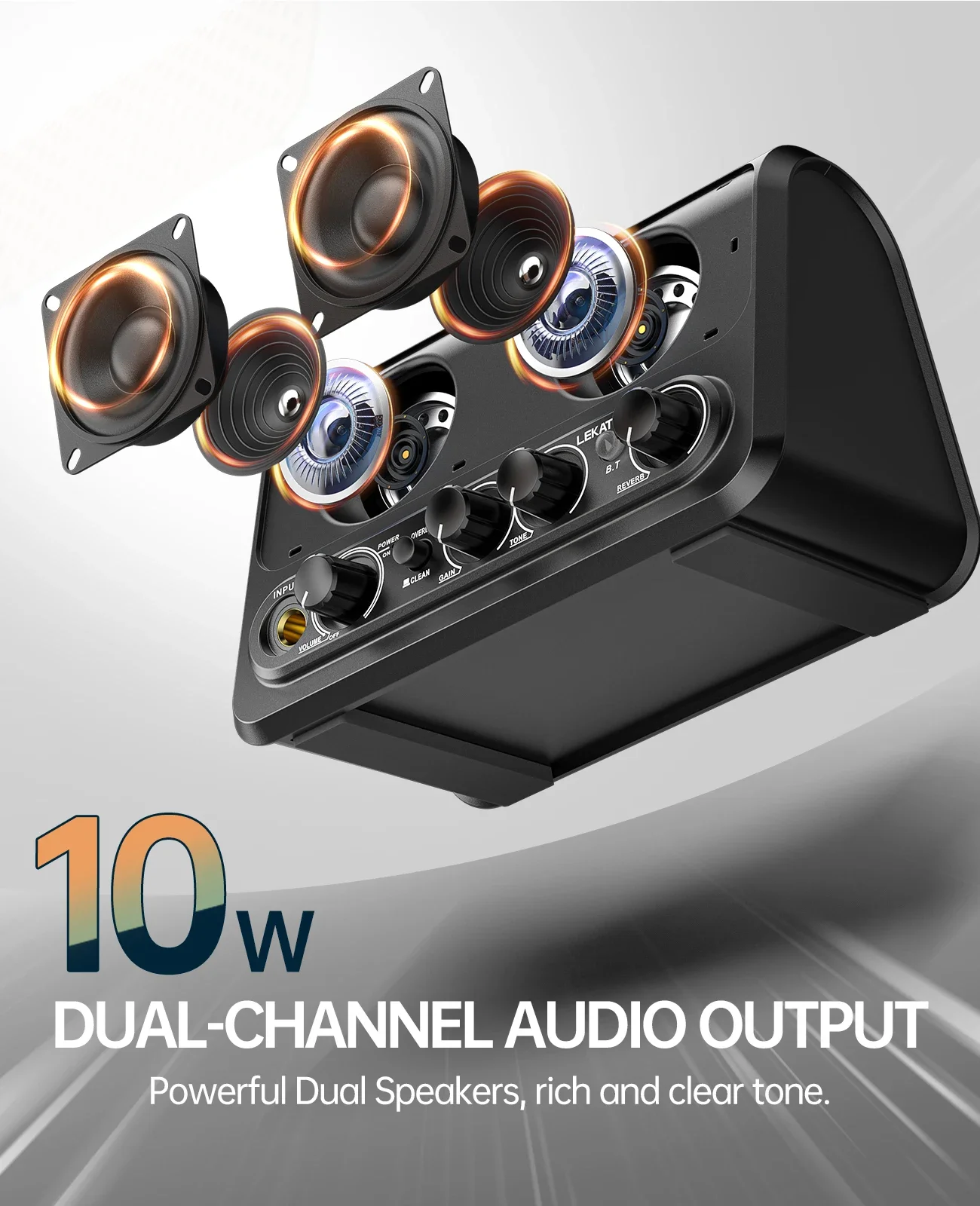 Mini amplificador controlado por aplicación Lekato 10W con más de 50 preestablecidos de tonos Bluetooth Jam Sync
