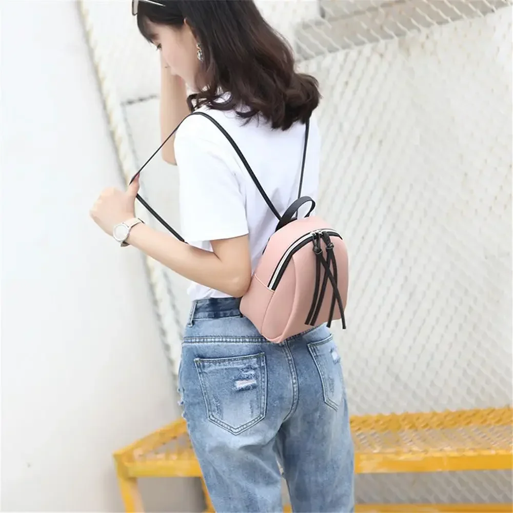 Women Fashion Mini Backpack Simple Solid Color Adjustable Small Backpacks PU Leather Student Bookbags Casual Traveling Bags