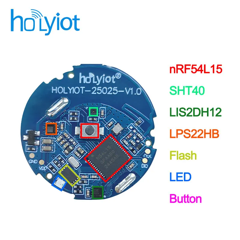 

NRF54L15 Bluetooth 6,0 маяк с низким энергопотреблением, 3-осевой акселерометр, барометр, датчик температуры и влажности BLE