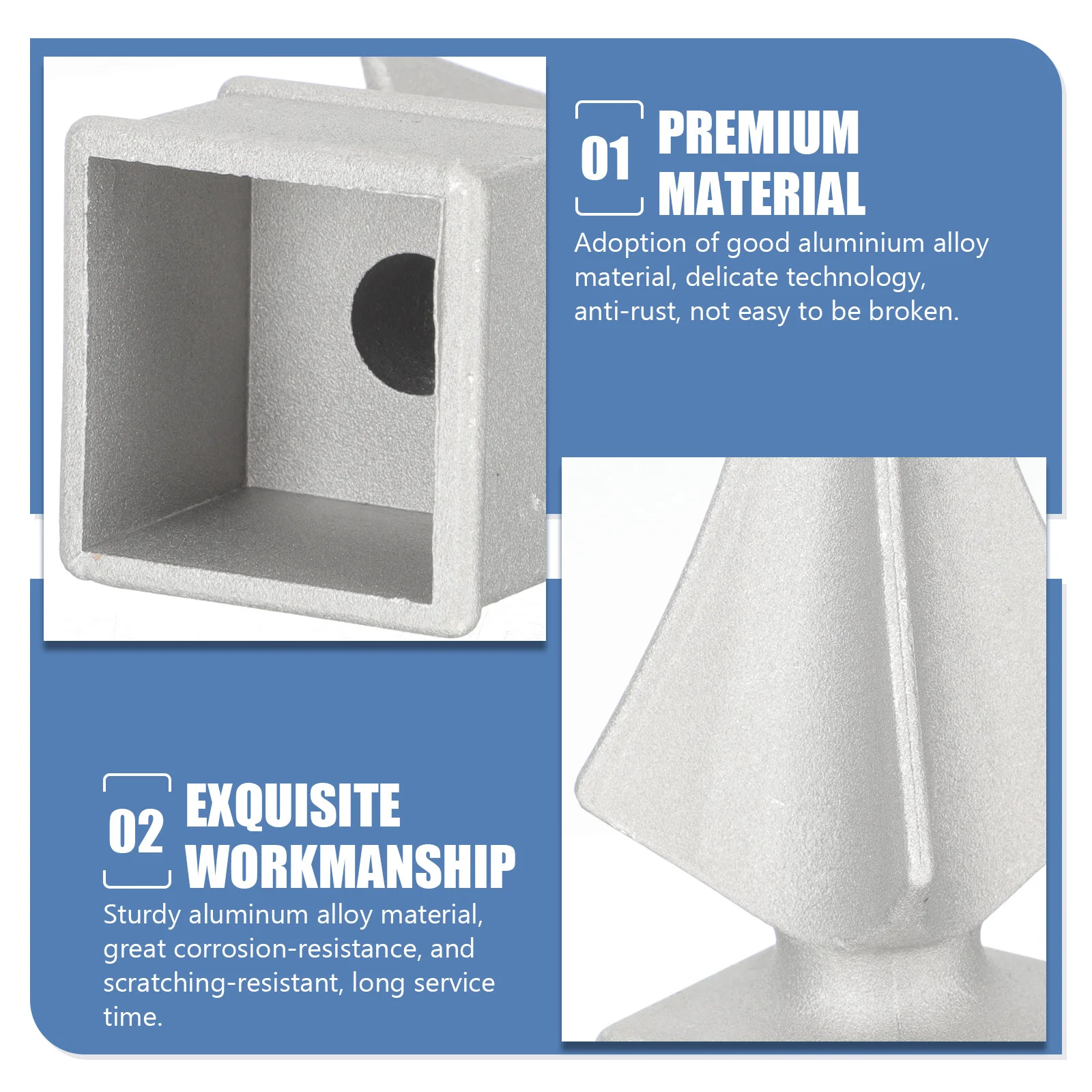 

4pcs Aluminum Fence Finials Gun-Style Square Tube Caps Rust-Resistant Outdoor Garden Decoration Fence Post Toppers Yard Decor