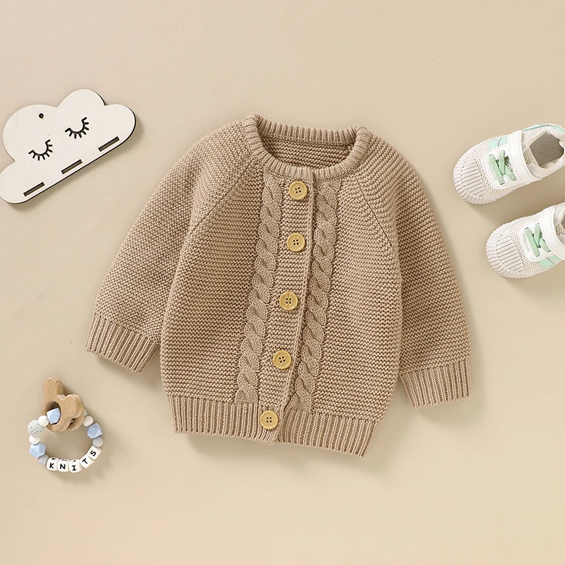 Newborn Baby Clothes Set Knitted Infant Boy Long Sleeve Coat +Sleeveless Jumpsuit Fashion Solid Toddler Girl Kid Top +Romper 2PC