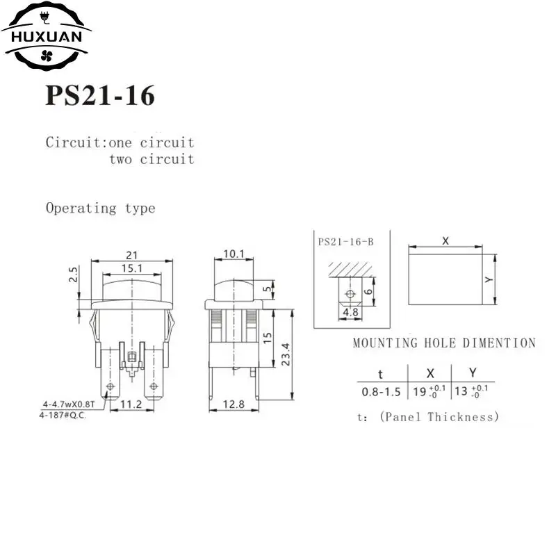 1pc PS21-16 Self-Lock On Off Push Button Rocker Switch With Light Vacuum Cleaner Heater Electrical Touch Switch 4Pins 16A Socket